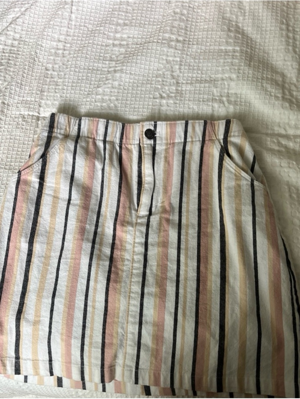 Hollister Pastel Striped Mini Skirt - White, Pink, Tan, Black